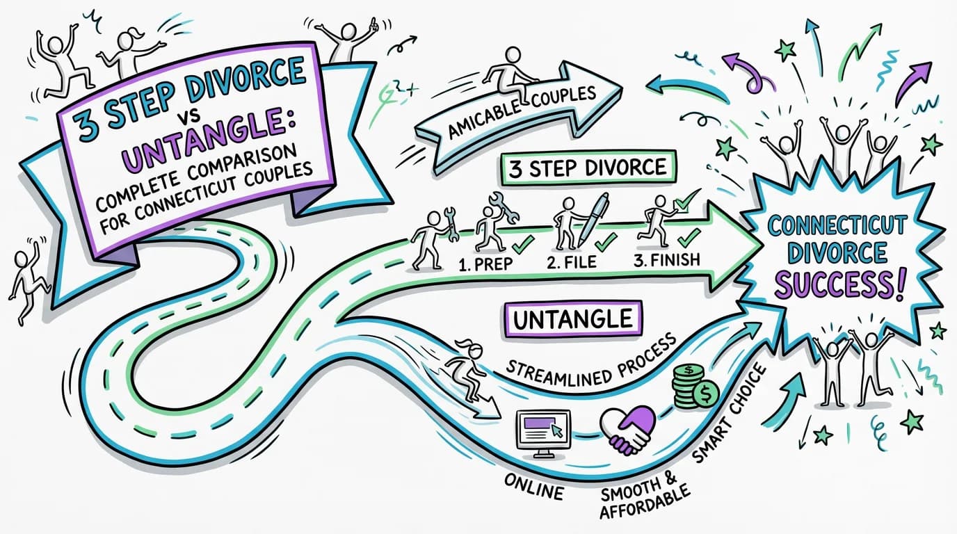 Visual overview showing the key steps and concepts for 3 Step Divorce vs Untangle: Complete Comparison for Connecticut Couples in Connecticut