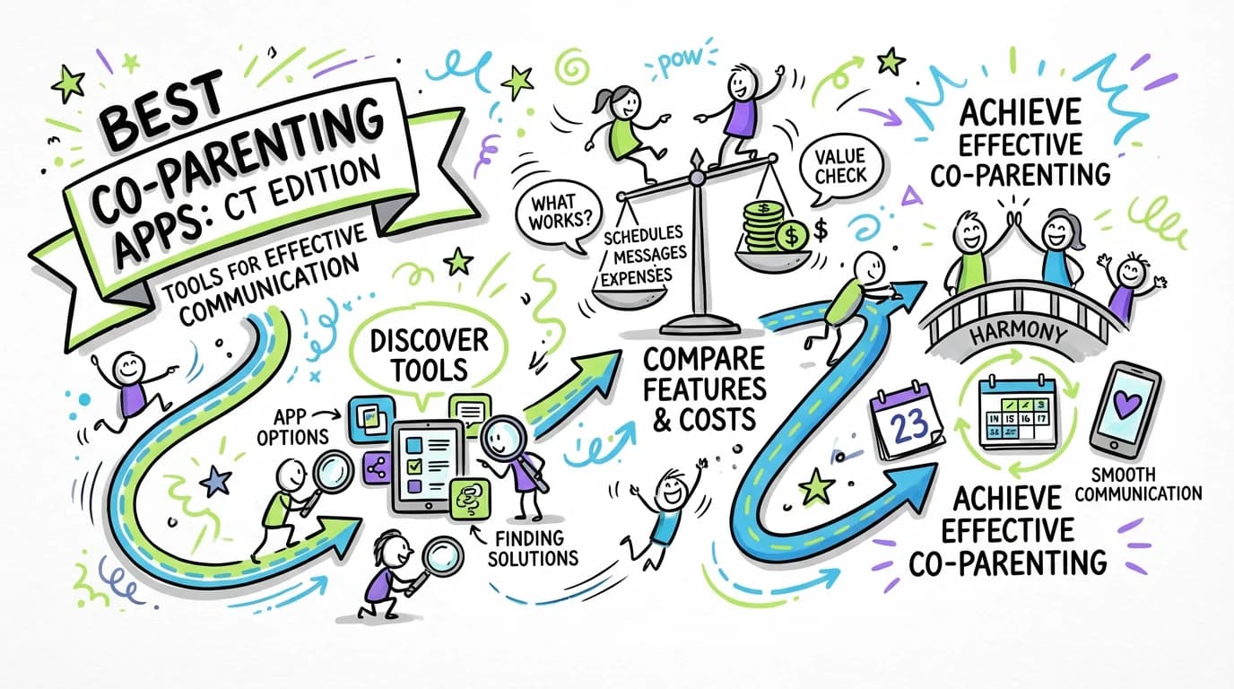 Visual overview showing the key steps and concepts for Best Co-Parenting Apps After Divorce in Connecticut | Tools for Effective Communication in Connecticut