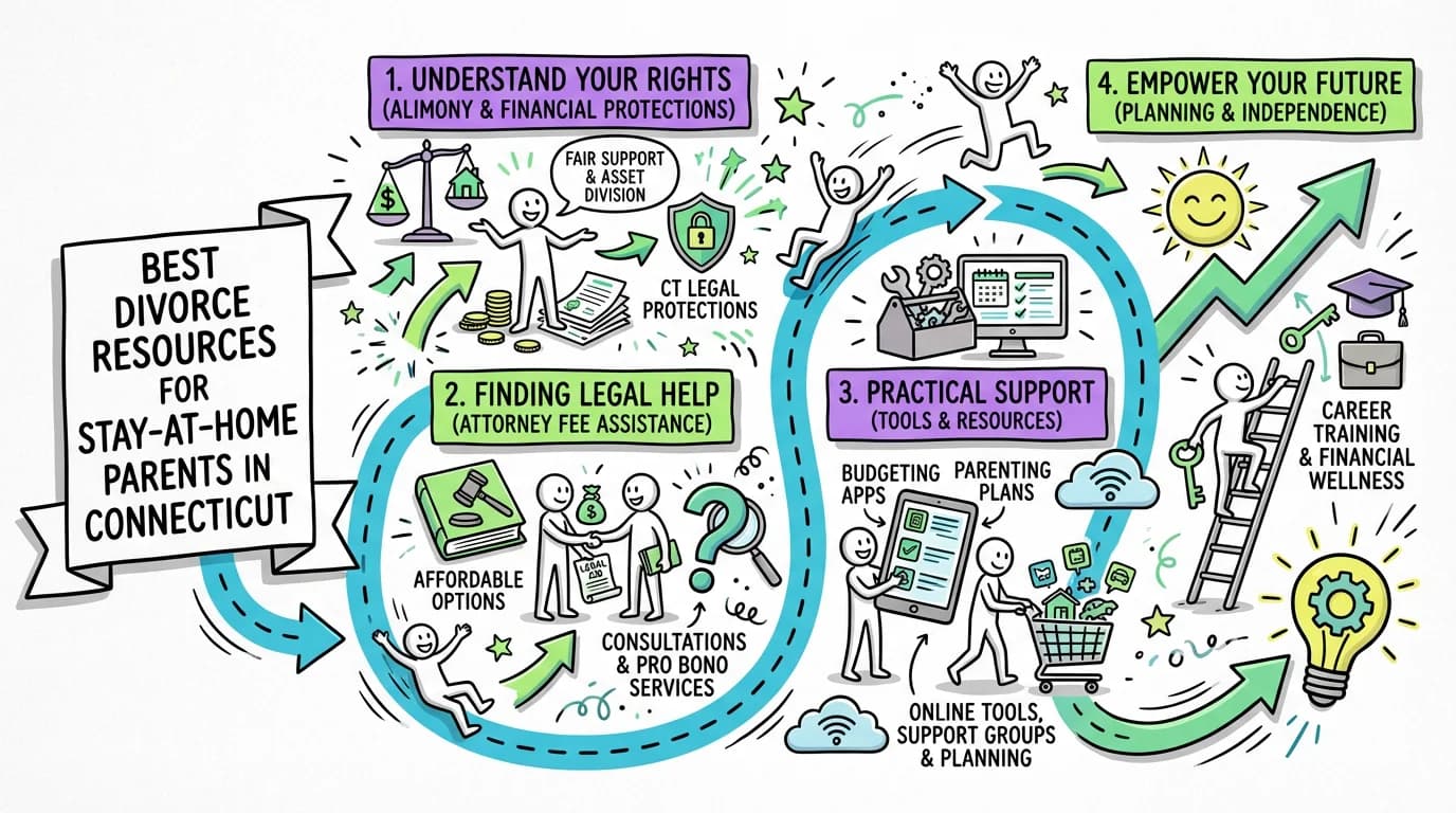 Visual overview showing the key steps and concepts for Best Divorce Resources for Stay-at-Home Parents in Connecticut in Connecticut