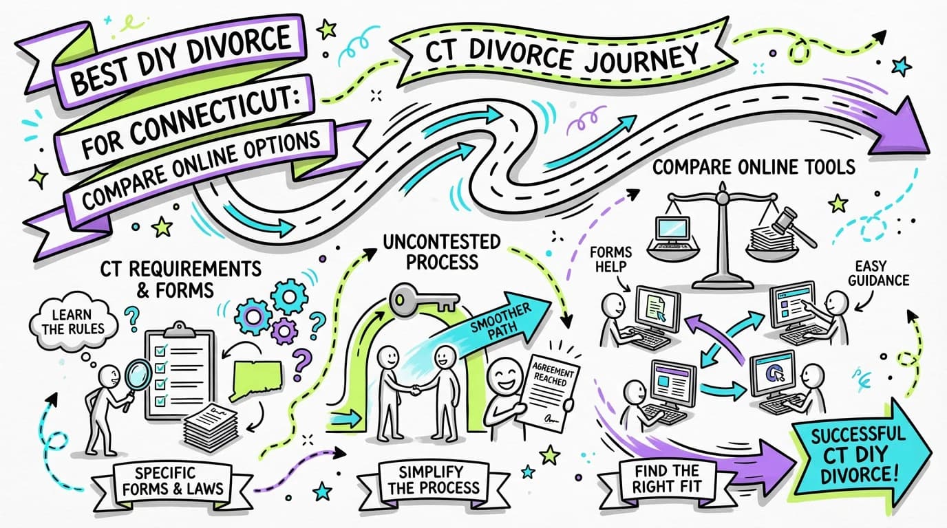 Visual overview showing the key steps and concepts for Best DIY Divorce Websites for Connecticut: Compare Online Options in Connecticut