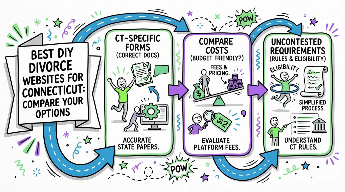 Visual overview showing the key steps and concepts for Best DIY Divorce Websites for Connecticut: Compare Your Options in Connecticut
