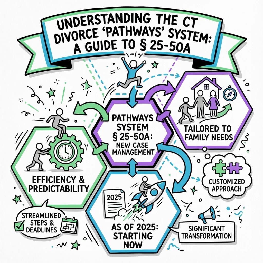 Connecticut divorce pathways flowchart showing the three routes to divorce