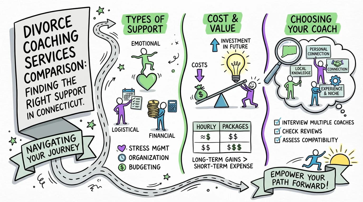 Visual overview showing the key steps and concepts for Divorce Coaching Services Comparison: Finding the Right Support in Connecticut in Connecticut