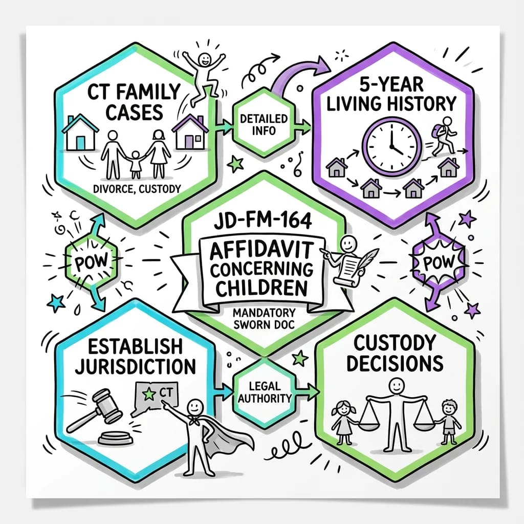 Sketchnote visual guide for How to Fill Out Affidavit Concerning Children (JD-FM-164)