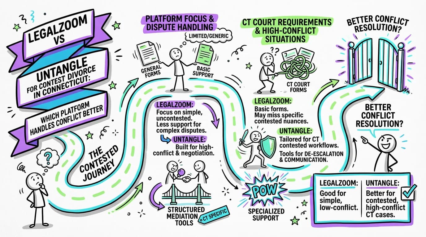 Visual overview showing the key steps and concepts for LegalZoom vs Untangle for Contested Divorce in Connecticut: Which Platform Handles Conflict Better in Connecticut