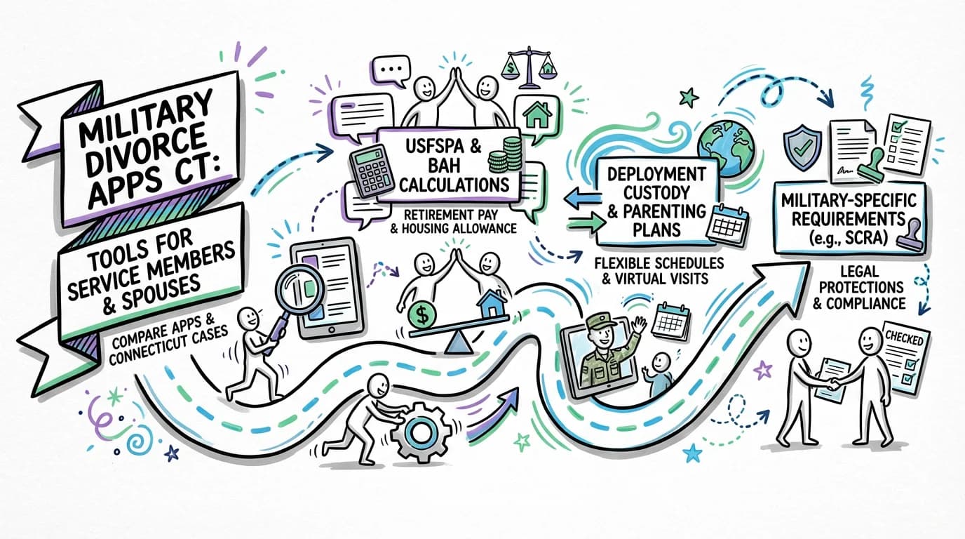 Visual overview showing the key steps and concepts for Military Divorce Apps Comparison for Connecticut | Tools for Service Members & Spouses in Connecticut