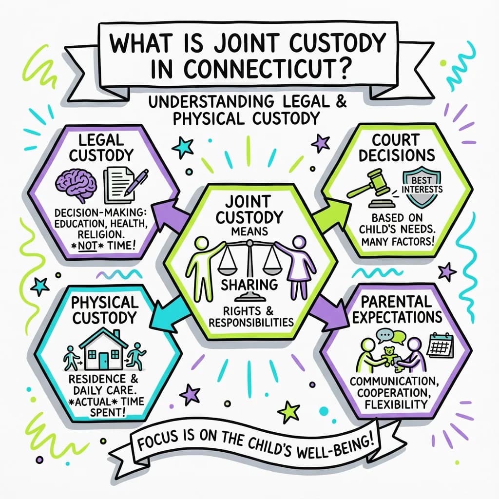 Sketchnote visual guide for What is joint custody in Connecticut?