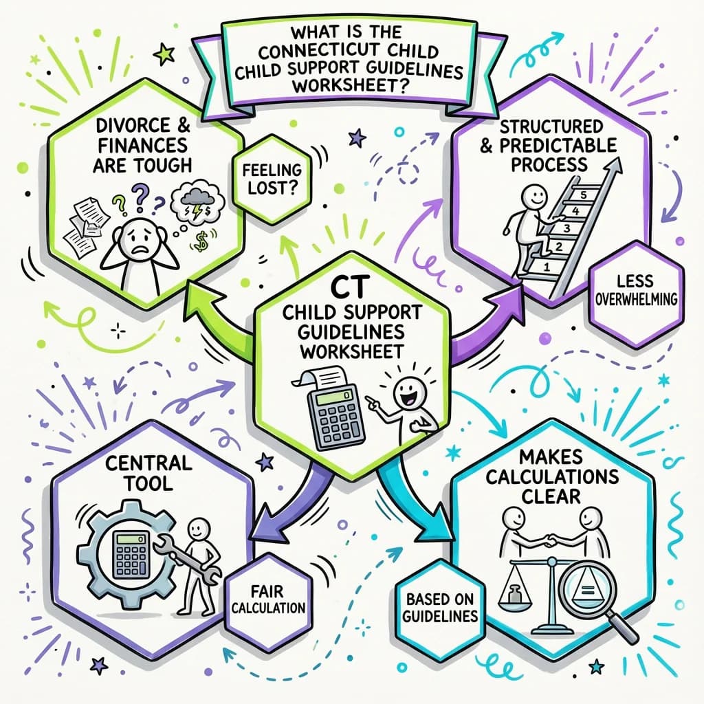 Sketchnote visual guide for What is the Connecticut child support guidelines worksheet?