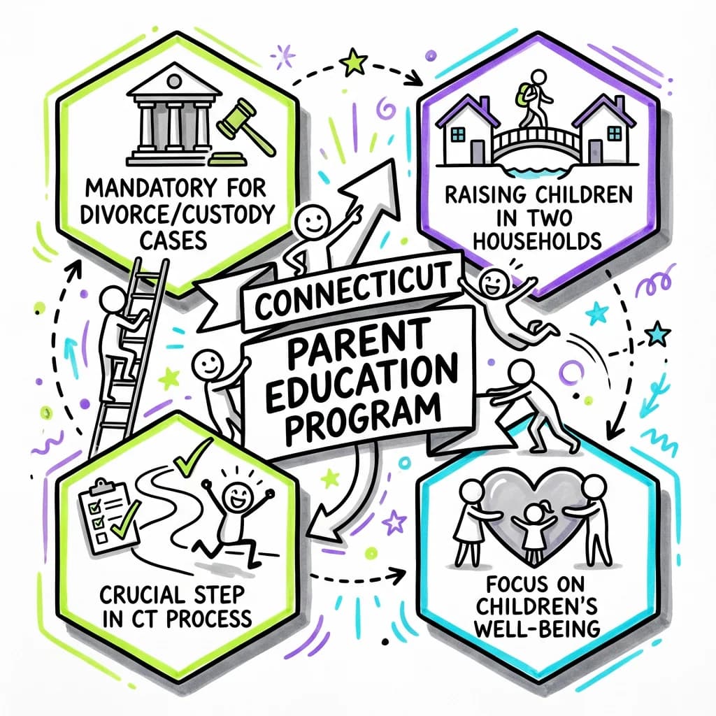 Sketchnote visual guide for What is the parent education program in Connecticut?
